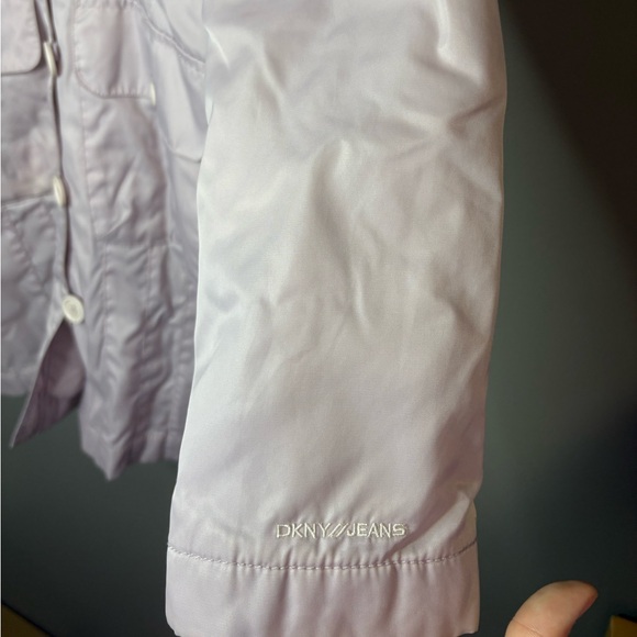 DKNY Jeans Faux Fur Hooded Parka Coat Lilac Blush Women’s Large Winter Jacket - Picture 7 of 10